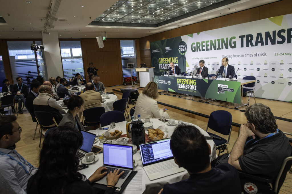 Photo of a press conference from the ITF 2025 Summit